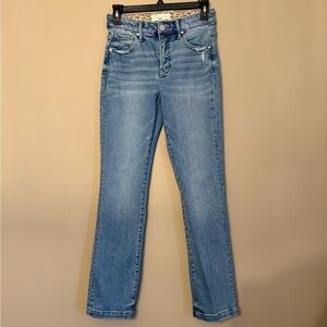 Risen Elastic Band Straight Jeans